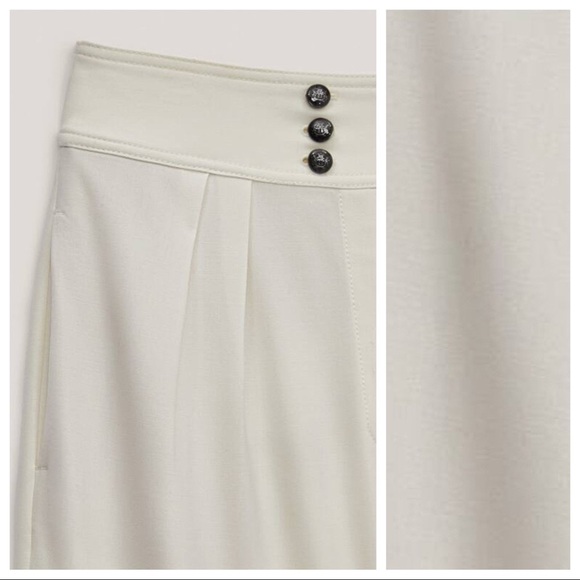 NWT. Massimo Tutti Cream Wool Blend Trousers with Dart Details. Size 6. - Picture 2 of 10